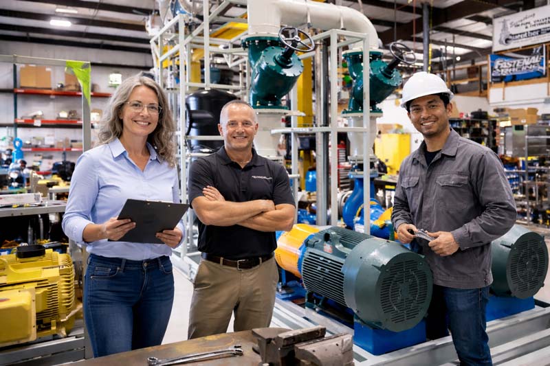 Crane Group LLC staff working around pump