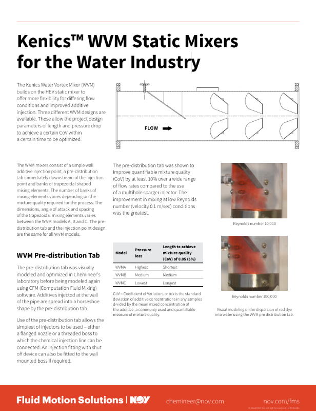 Kenics™ WVM Static Mixers  for the Water Industry Brochure Cover