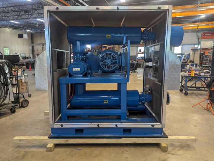 Pneumatic Conveying Blower Package w Sound Enclosure feat MDK CP Series Blower and Inlet Filter Silencer